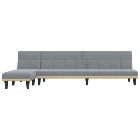 Canapé-lit en forme de l gris clair 255x140x70 cm tissu