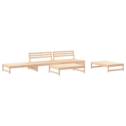 Salon de jardin 5 pcs avec coussins bois massif