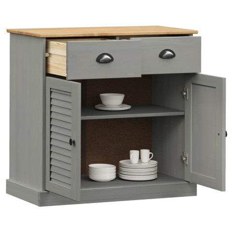 Buffet avec tiroirs vigo 78x40x75 cm gris bois massif de pin