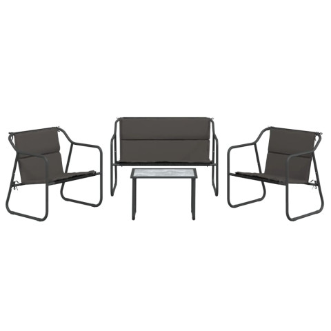 Salon de jardin avec coussins 4 pcs anthracite acier