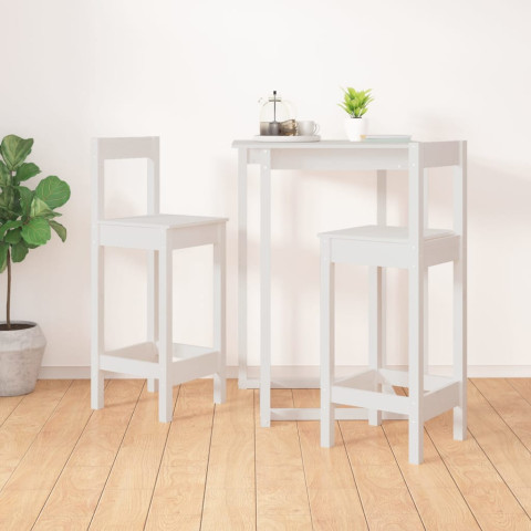 Tabourets de bar 2 pcs blanc 40x41,5x112 cm bois massif de pin