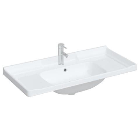 Évier salle de bain blanc 100x48x23 cm rectangulaire céramique