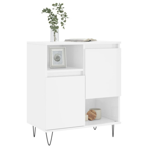 Buffet blanc brillant 60x35x70 cm bois d'ingénierie