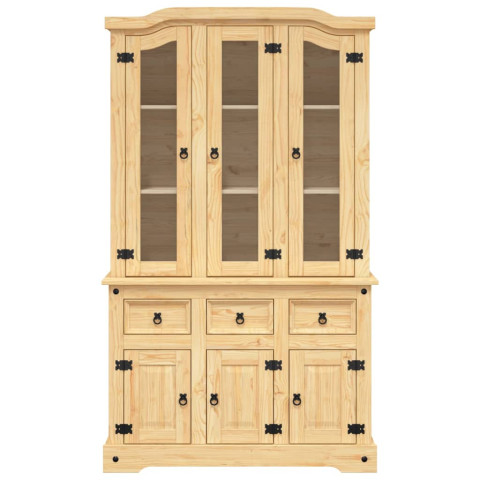 Buffet haut corona miel 112x43x196 cm bois massif de pin