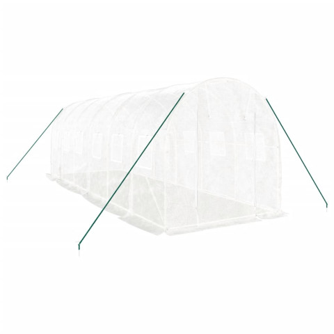 Serre avec cadre en acier blanc 12 m² 6x2x2 m