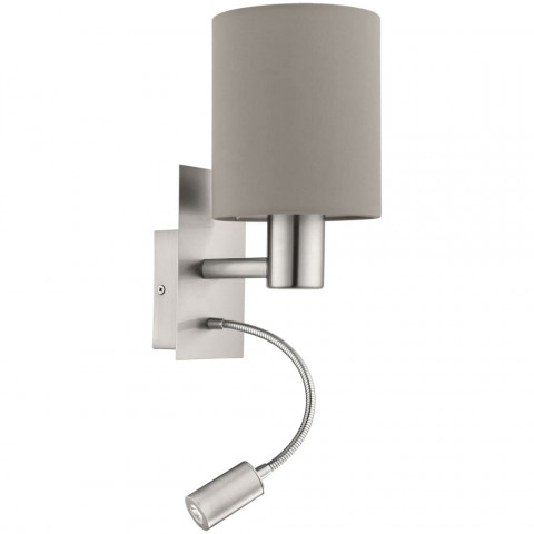 Lampe murale pasteri taupe et métal mat