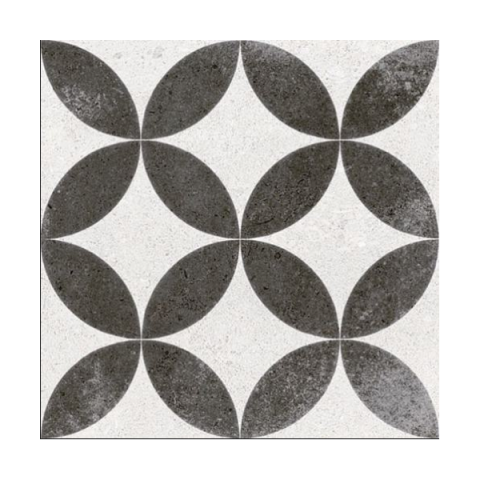 kerala negro nassau carrelage aspect carreaux de ciment motif rosace 20 x 20 cm distriartisan