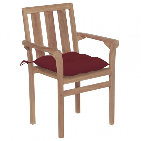 Chaises de jardin bois de teck avec coussins - Couleur des coussins et nombre de chaises au choix