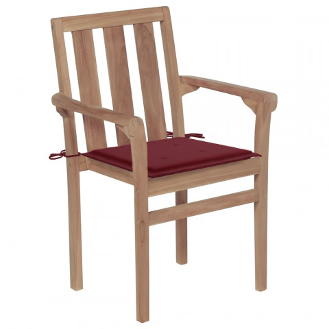 Chaises de jardin bois de teck avec coussins - Couleur des coussins et nombre de chaises au choix