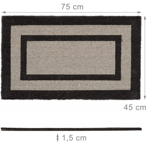 Paillasson tapis de sol porte d’entrée essuie-pieds long fibres de coco tapis gris 