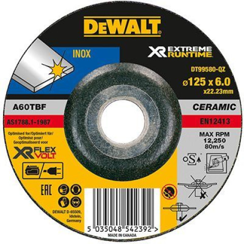 Disque à meuleur DEWALT INOX Ø125mm - 6mm - DT99580
