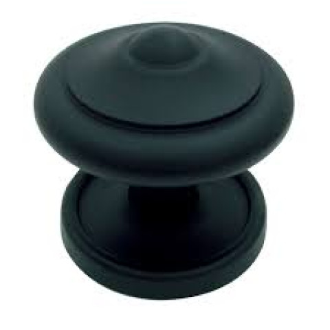 Bouton 47 BOUVET fixe sur rosace pleine - Fer cémenté noir - 8127