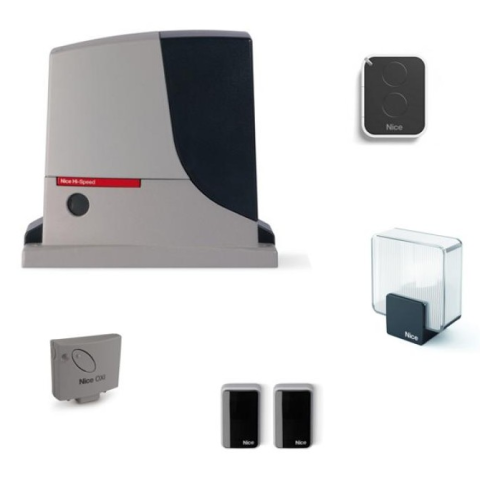 Kit automatisme de portail NICE ROBUS 500 HI-SPEED - Pour portail coulissant 500 kg max - RB500HSKCE