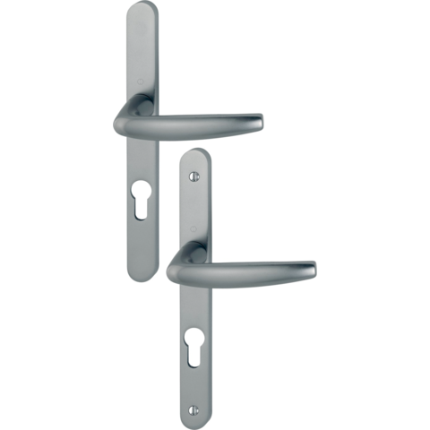 Ensemble de porte-fenêtre plaque étroite Atlanta 1530/300LMSGL HOPPE Aspect inox F9 - Clé i Entr.70 - ép.58/67 - 3303365