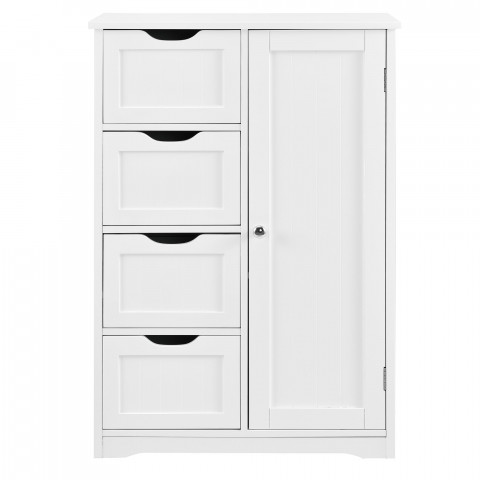 Armoire étagère commode de salle de bain meuble de rangement mdf laqué 81 cm blanc