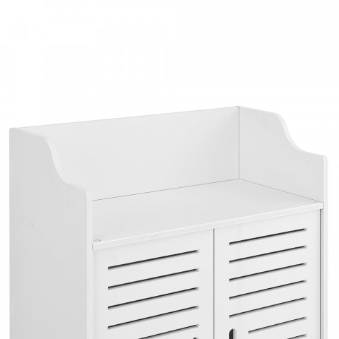 Meuble de salle de bain stylé avec étagères meuble de rangement à 2 portes 72 cm blanc