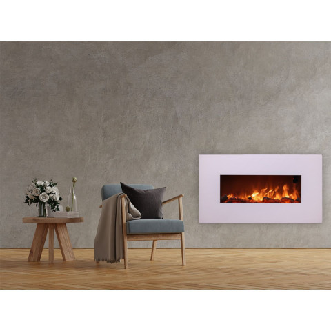 Sined MONTE Cheminée électrique murale en acier et verre 1500W Flame effect LED, White
