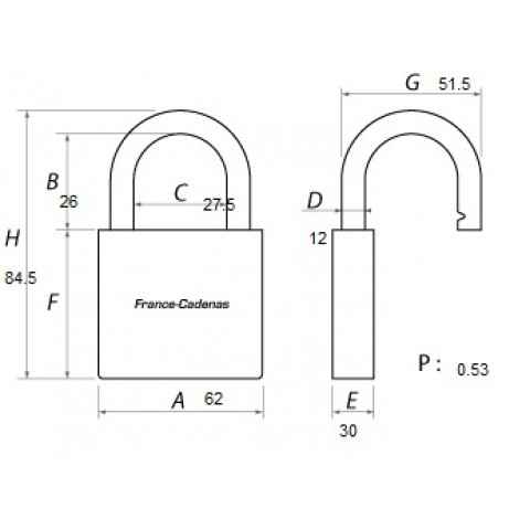 Cadenas granit inox 37st-55 mm abus clé protégée - 0069826