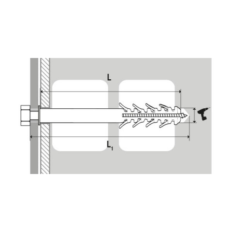 Kit fixation chauffe eau parpaing ø14 scell-it - 4 x chevilles 120mm + tirefond + rondelle - fs20040