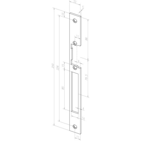 Têtière longue hz gold s 967 eff eff pour gâche électrique 44501 - double empenage réversible - 06445011