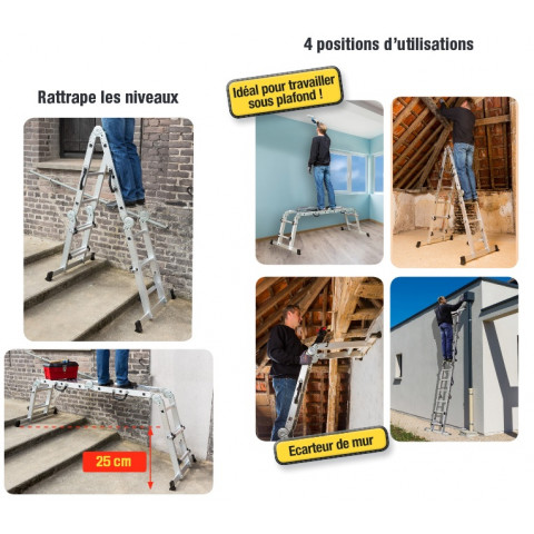 Echelle télescopique + plate-forme multifonctions haut 4.4m - solucio