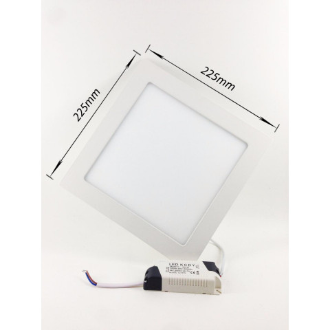 Downlight dalle led extra plate carré blanc 18w - couleur eclairage au choix