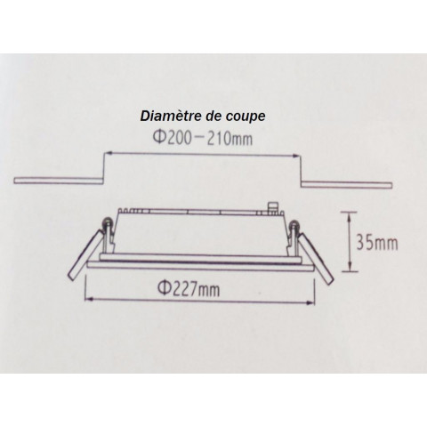 Downlight spot led smd rond 30w ø227mm - couleur eclairage au choix