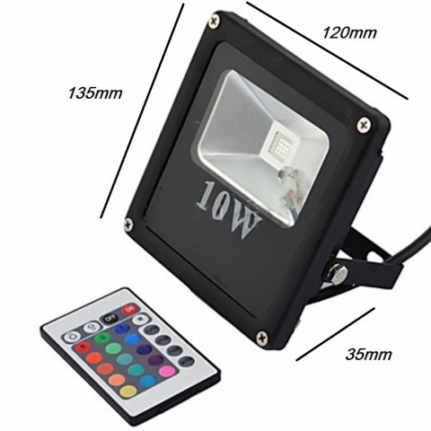 Projecteur led phare rgb + télécommande 10w ip65