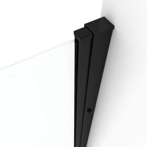 Paroi porte de douche à double portes pivotantes - flappy black 70 - 70x200cm - profile noir mat - verre transparent 6mm