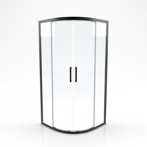 Paroi porte de douche quart de cercle - Crush round 90- 90x90x200cm - profile noir mat - verre transparent 6mm