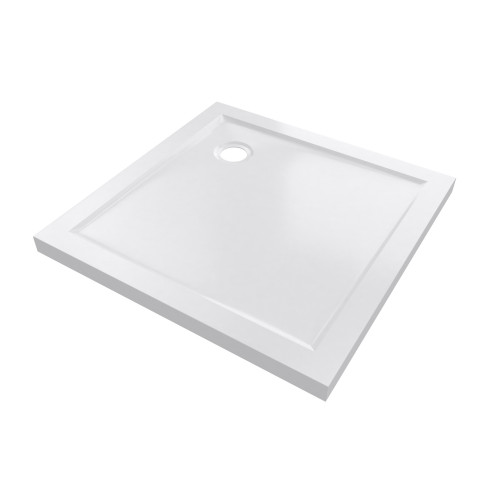 Receveur de douche a poser extra plat en acrylique blanc carre - 80x80cm - bac de douche whiteness ii 80