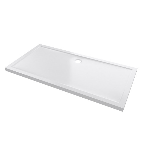 Receveur de douche a poser extra-plat en acrylique blanc rectangle - 160x80cm - bac de douche whiteness ii 160