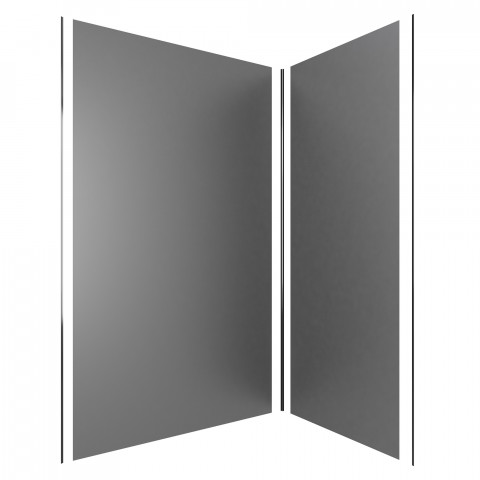 Pack panneaux muraux gris en aluminium avec profilé d'angle et de finition anodise brillant - 90 x 120cm - wall'it grey 90x120
