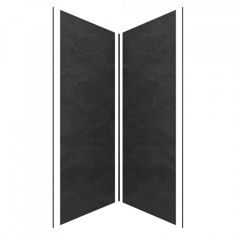 Pack panneaux muraux ardoise noir en composite avec profilé d'angle et de finition noir mat- 90 x 90cm - stone'it slate 90x90 Aurlane - FAC406