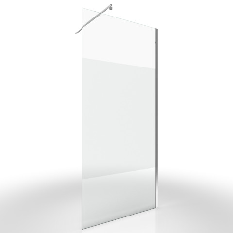 Pack paroi de douche depolie 80cm profile chrome - dim: 80x200cm - freedom 2 depoli 80 + barre de fixation freedom 2 telescopic