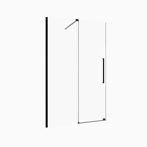 Porte de douche coulissante 120x195cm verre trempé transparent 6mm - finition noire mate - slide-in Aurlane - FAC508