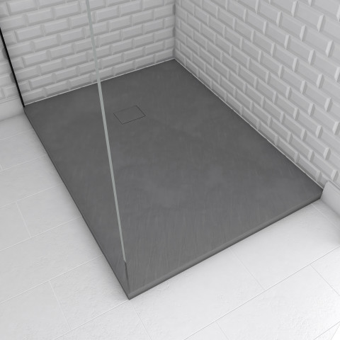 Receveur à poser en matériaux composite SMC – Finition ardoise gris – 90x120cm – ROCK 2 GREY 90 Aurlane - FAC698