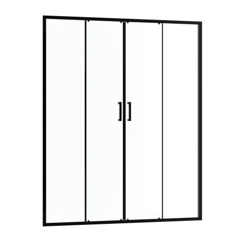 Paroi de douche 2 portes coulissantes 160×200 cm - Verre transparent – Profilé Noir - CRUSH Aurlane - FAC794