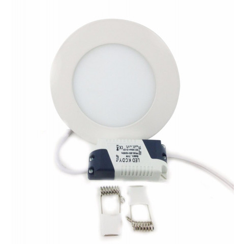 Downlight dalle led extra plate ronde blanc 12w - couleur eclairage au choix