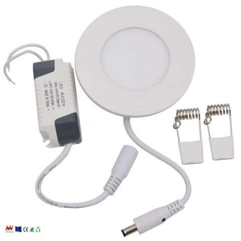 Downlight dalle led extra plate ronde blanc 6w - couleur eclairage : blanc froid 6000k - 8000k