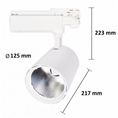 Spot led sur rail 40w 80 binaire triphasé blanc - couleur eclairage au choix