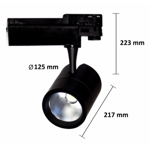 Spot led sur rail 40w 80 binaire triphasé noir - couleur eclairage au choix