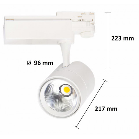 Spot led sur rail 30w 80 binaire triphasé blanc - couleur eclairage au choix
