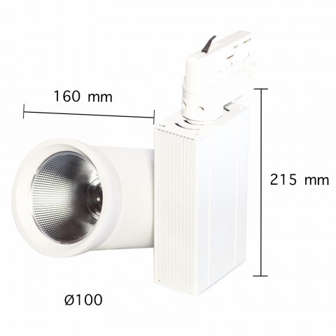 Spot led sur rail 35w 80 binaire triphasé blanc - couleur eclairage au choix