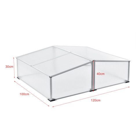 Serre châssis de jardin mossel double relevable 100 x 120 x 40 cm polycarbonate helloshop26 03_0008268