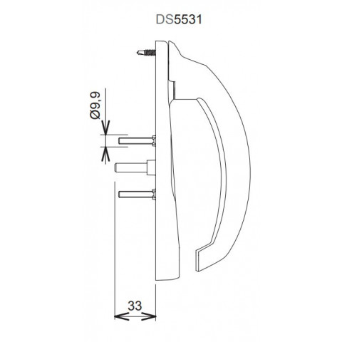 Poignée 20° intérieur 5531 la croisee ds - profil 35 à 53mm - gris inox claro - gauche - ds5531-g870
