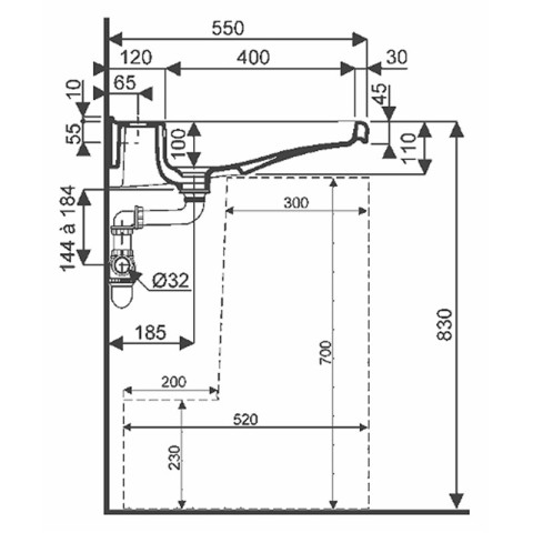 Lavabo GEBERIT Renova Comfort Square - Sans trop plein - 65 x 55 cm - Accessible PMR - 128667000