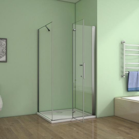 Cabine de douche verre anticalcaire avec une barre de fixation de 45cm