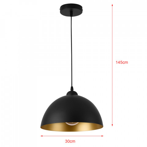 Lot de 2 lampes à suspension éclairage intérieur hauteur réglable métal diamètre 30 cm noir doré