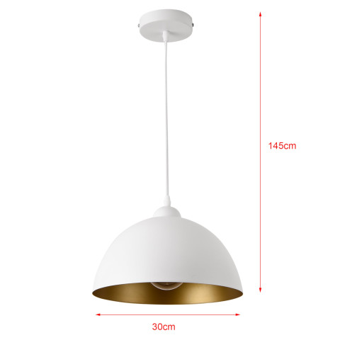 Lot de 2 lampes à suspension éclairage intérieur hauteur réglable métal diamètre 30 cm blanc doré 